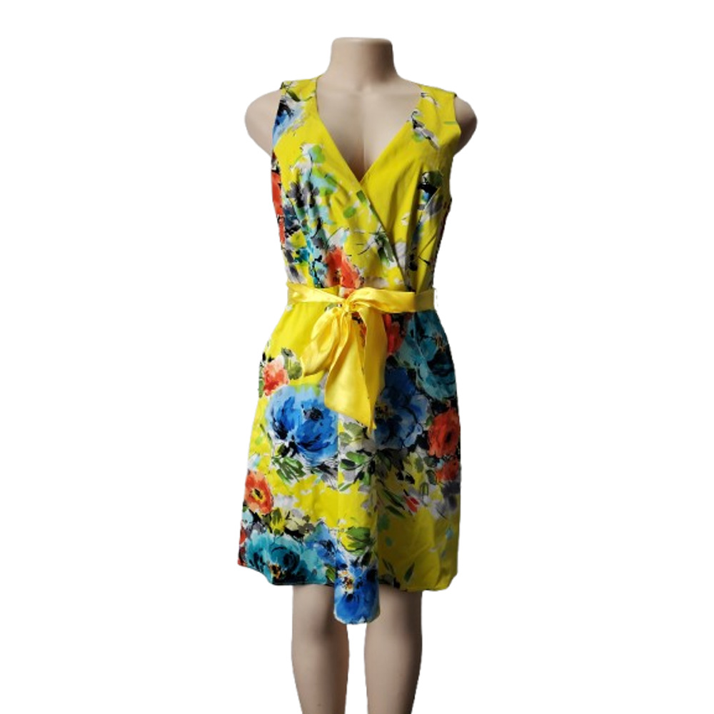 Spense women's yellow multicolor floral dress size 12